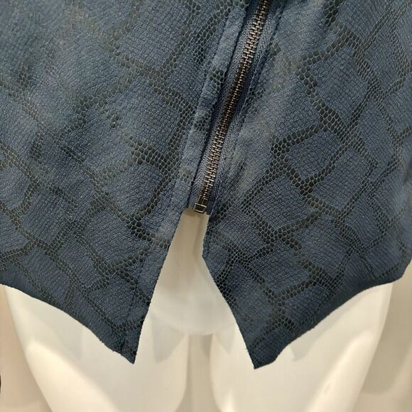 Blank NYC Jacket Large Dark Blue Faux Leather Zip Front Pockets - Picture 6 of 15